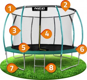 Trampolina ogrodowa Neo-Sport NS-14C181 z siatką wewnętrzną 14.5 FT 435 cm 7