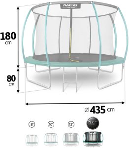 Trampolina ogrodowa Neo-Sport NS-14C181 z siatką wewnętrzną 14.5 FT 435 cm 9