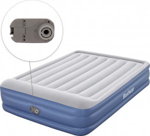 Bestway Materac Dmuchany Dwuosobowy z Wbudowaną Pompką Szary Granatowy 6