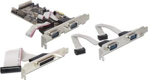 Kontroler Delock PCIe x1 - 4x RS-232 DB9 + LPT DB25 (89177) 1