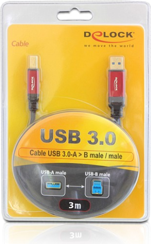 Kabel USB Delock USB-A - microUSB 3 m Czerwony Czarny (82758) 3