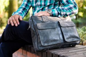 Torba Paolo Peruzzi SKÓRZANA TORBA NA RAMIĘ SZARA PAOLO PERUZZI ADVENTURE 222-PP-GR 9