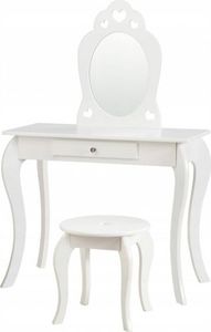 Costway Toaletka biurko dziecięce z lustrem i taboretem białe 1