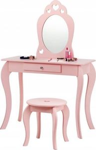 Costway Toaletka biurko dziecięce z lustrem i taboretem róż 1