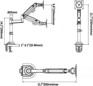 HB Uchwyt biurkowy na monitor 17" - 30" (H100B) 6