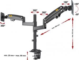 HB Uchwyt biurkowy na monitor 22" - 32" (H180B) 6