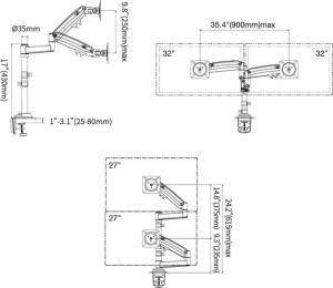 HB Uchwyt biurkowy na monitor 22" - 32" (H180B) 7