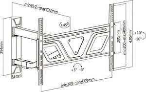 Fiber Novelty FN16 - Narożny uchwyt z teleskopowym ramieniem do telewizorów LCD LED 8