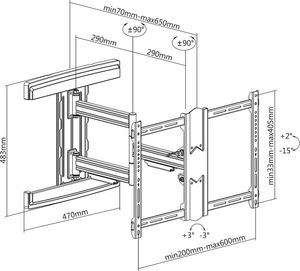 Fiber Novelty Uchwyt ścienny Norton 37'' - 80'' 3