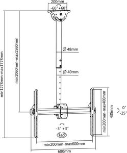 Fiber Novelty Uchwyt sufitowy FN T1610 37'' - 70'' 12