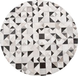 Beliani Dywan patchwork okrągły skórzany 140 cm szary KIRKLAR 1