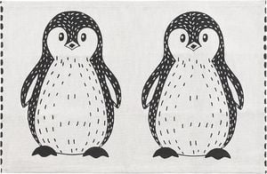 Beliani Dywan dziecięcy motyw pingwina 60 x 90 cm czarno-biały HAJDARABAD 1