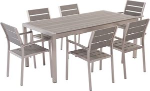 Beliani Zestaw ogrodowy stół i 6 krzeseł szary VERNIO 1