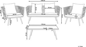 Beliani Zestaw ogrodowy rattanowy 4-osobowy grafitowy RAGUSA (117063) 7