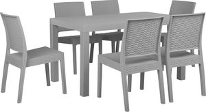 Beliani Zestaw ogrodowy stół i 6 krzeseł jasnoszary Fossano 1
