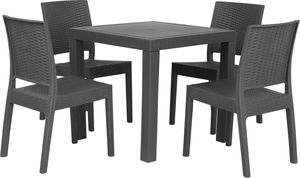 Beliani Zestaw ogrodowy stół i 4 krzesła szary Fossano 1