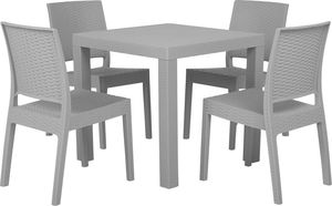 Beliani Zestaw ogrodowy stół i 4 krzesła jasnoszary FOSSANO 1