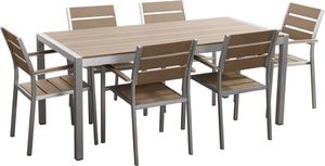 Beliani Zestaw ogrodowy stół i 6 krzeseł jasne drewno VERNIO 1