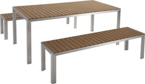 Beliani Zestaw ogrodowy Nardo stół i 2 ławki jasne drewno 1