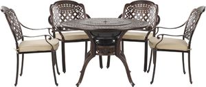 Beliani Zestaw ogrodowy stół z grillem i 4 krzesła brązowy MANFRIA 1