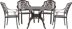 Beliani Zestaw ogrodowy stół i 4 krzesła metalowy brązowy SALENTO 1
