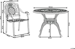 Beliani Zestaw ogrodowy stół i 4 krzesła metalowy brązowy SALENTO 9