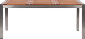 Beliani Zestaw ogrodowy stół drewniany eukaliptus i 6 krzeseł białych GROSSETO 4