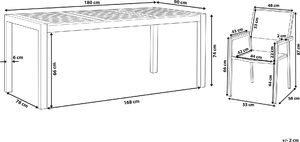 Beliani Zestaw ogrodowy stół drewniany eukaliptus i 6 krzeseł białych GROSSETO 9
