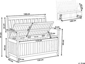 Beliani Ławka ogrodowa 120 cm drewniana z pojemnikiem SOVANA 7