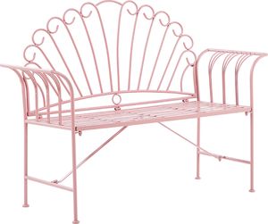 Beliani Ławka ogrodowa 125 cm metalowa różowa CAVINIA 3