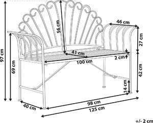 Beliani Ławka ogrodowa 125 cm metalowa różowa CAVINIA 7