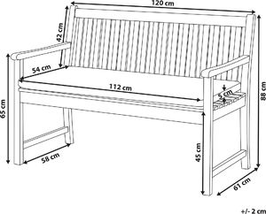 Beliani Ławka ogrodowa z certyfikowanego drewna 120 cm niebieska poduszka VIVARA 9
