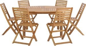 Beliani Zestaw ogrodowy drewniany stół i 6 krzeseł TOLVE 1