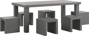 Beliani Zestaw ogrodowy betonowy stół i 6 stołków szary TARANTO 1