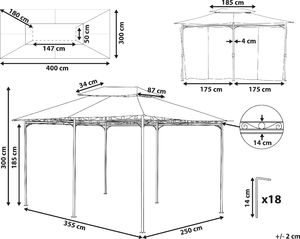 Beliani Pawilon ogrodowy 300 x 400 cm beżowy COLOS 8