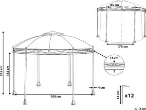 Beliani Pawilon ogrodowy 368 cm ciemnoszary SAFARA 8
