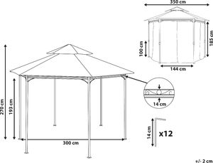 Beliani Pawilon ogrodowy 350 cm beżowy PORTEL 8