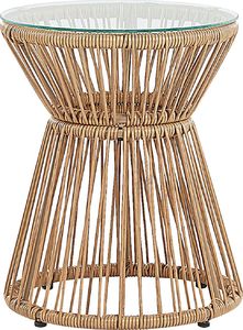 Beliani Zestaw mebli balkonowych rattanowy jasnobrązowy TRESTINA 6