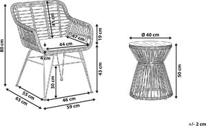 Beliani Zestaw mebli balkonowych rattanowy jasnobrązowy TRESTINA 9