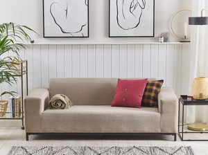 Beliani Sofa ogrodowa beżowa z czarnym ROVIGO 2