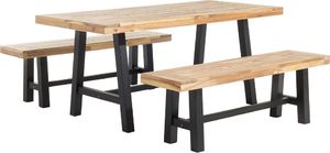 Beliani Zestaw ogrodowy drewniany stół i 2 ławki czarny SCANIA 1