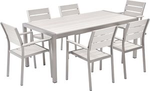 Beliani Zestaw ogrodowy stół i 6 krzeseł biały VERNIO 1