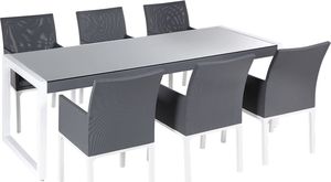 Beliani Zestaw ogrodowy stół i 6 krzeseł szary BACOLI 1
