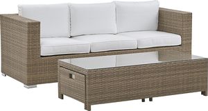 Beliani Zestaw ogrodowy rattanowy 3-osobowy biały Belluno 4