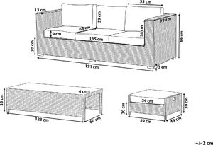 Beliani Zestaw ogrodowy rattanowy 3-osobowy biały Belluno 9