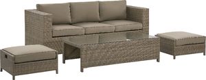 Beliani Zestaw ogrodowy rattanowy 3-osobowy brązowy BELLUNO 2