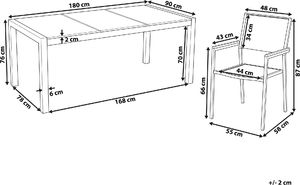 Beliani Zestaw ogrodowy stół granit palony czarny i 6 krzeseł szarych GROSSETO 5