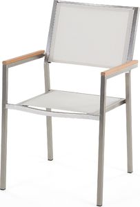 Beliani Zestaw ogrodowy stół szkło tłuczone dzielony blat i 8 krzeseł białych GROSSETO 4