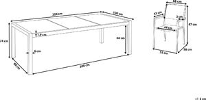 Beliani Zestaw ogrodowy stół szkło tłuczone dzielony blat i 8 krzeseł białych GROSSETO 8