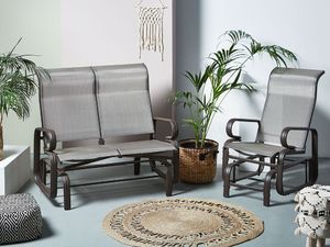 Beliani Ławka ogrodowa 114 cm bujana brązowa BORGIO 2